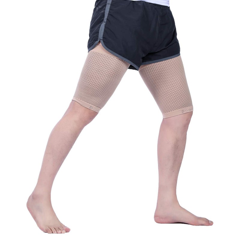 Doc Miller Thigh Compression Sleeve for Men Women 1 Pair â€“ Quad Compression Wrap - Braces for Thigh Pain Muscle Recovery - Hamstring Compression Sleeve Silicone Band - 1 Pair - Image 3